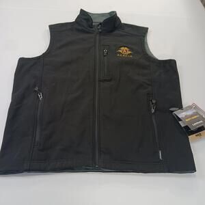 Landway Soft Shell Vest Men's Size Medium Black ACACIA Logo 3-Layer Bonded
